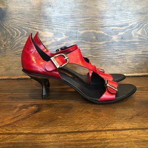 Red leather sandal